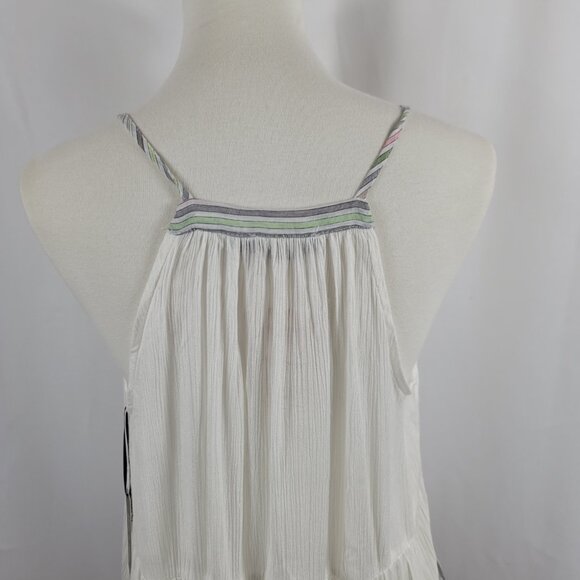 Doe & Rae Sleeveless Blouse Top Size Small White with Gray Stripe Hem NEW - Picture 11 of 16